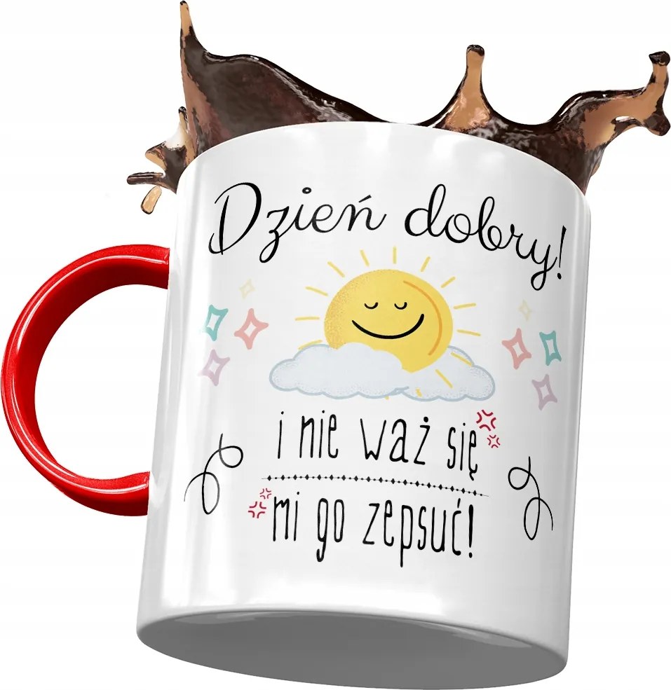 Bögre Piros Vicces Jó Nap Ajándék Nyomtatott Fotóval