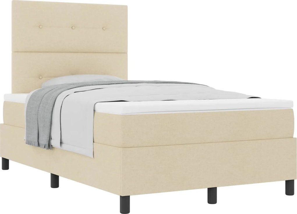 vidaXL Boxrugós ágy matracmal fejtámlával Krém 120 x 200 cm szövet