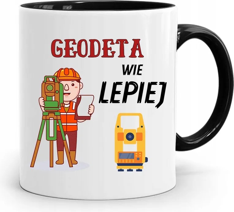 Fekete Bögre Földmérőnek Jobban Tudja Ajándék Nyomtatott Fotóval