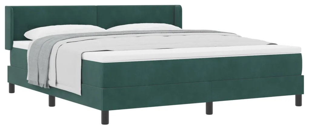 Boxspring Ágy Matracokkal Sötétzöld 180x200 cm Bársony