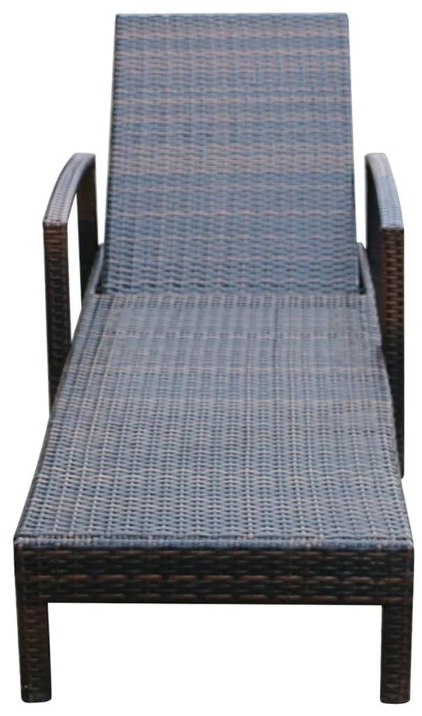 Barna polyrattan napozóágy párnával