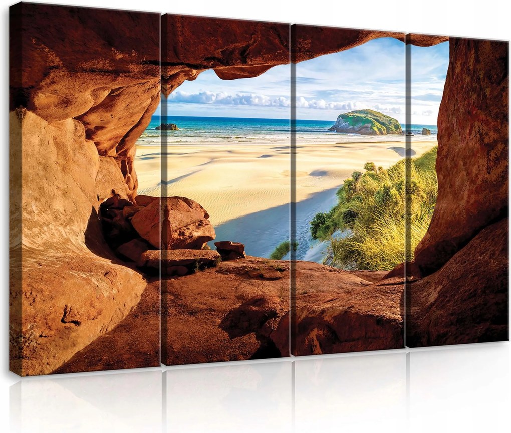 Vászonkép 120x80 Tengeri táj barlang tengerpart óceán természet nyugalom nap