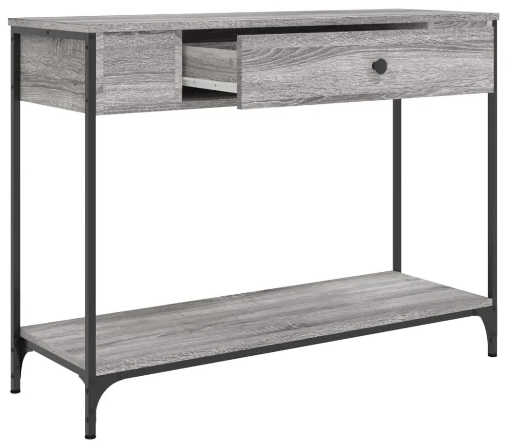 szürke sonoma színű szerelt fa konzolasztal 100 x 34,5 x 75 cm
