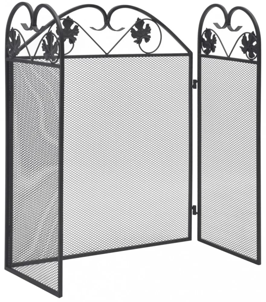 fekete vas 3-paneles kandallórács