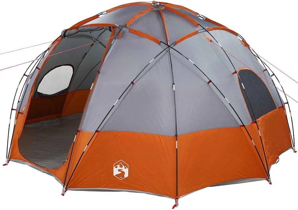 vidaXL Kempingssátor Szürke és narancs 475 x 475 x 235 cm Poliészter