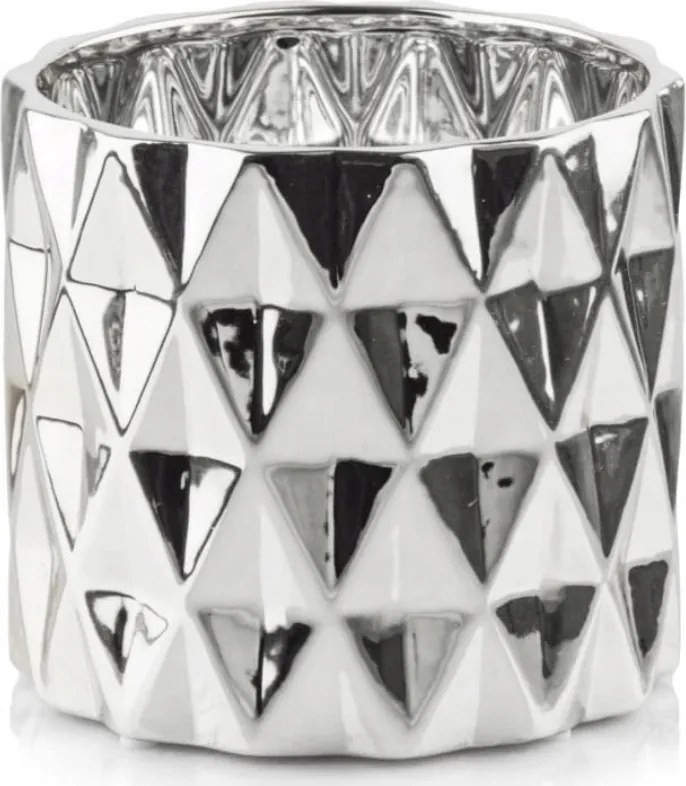 Kerámia Fedő Virágtartó 13 x 12 cm Ezüst Glamour