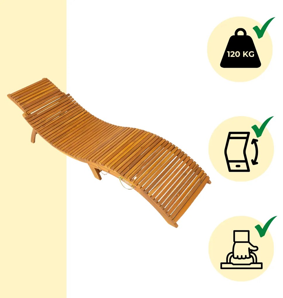 FLORIDA kerti nyugágy, összecsukható, 57x190x51cm, természetes barna Casaria