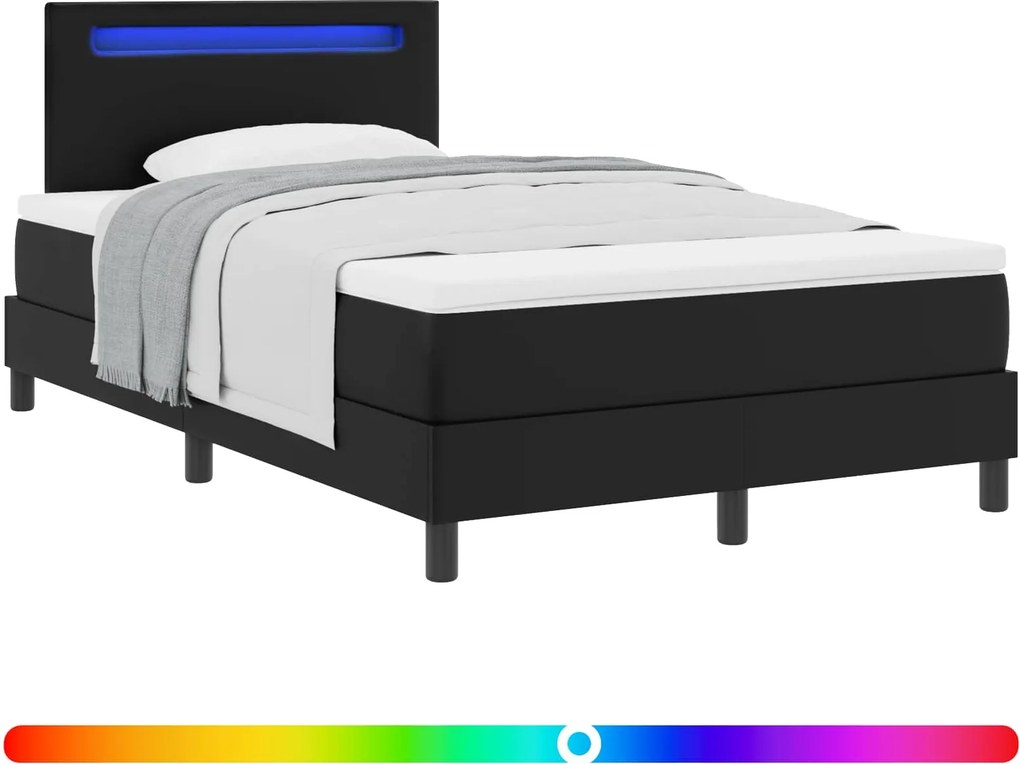 vidaXL Boxrugós ágy matracmal fejtámlával Fekete 120 x 200 cm Műbőr