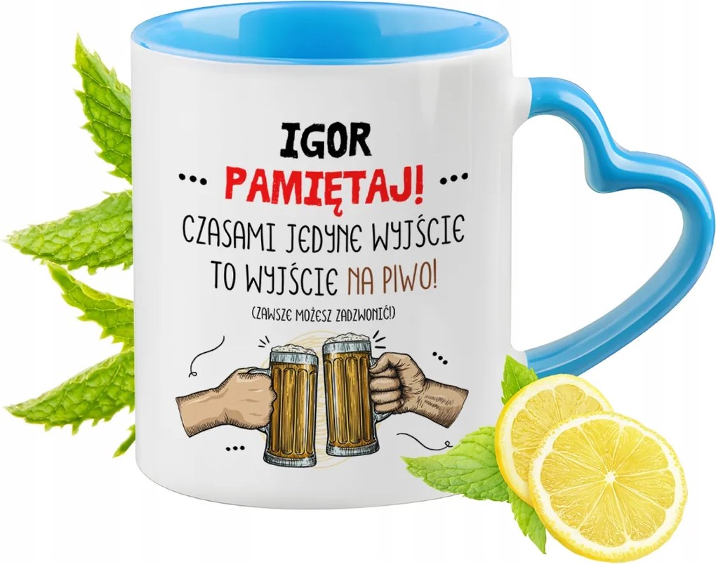 Igornak Kék Bögre Szív Alakú Füllel Kávé Ajándék