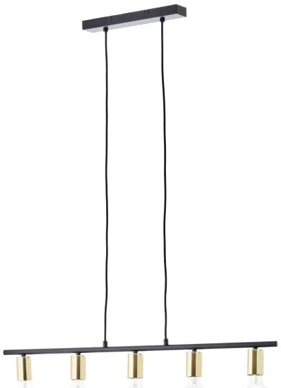 Brilliant - KERRY kábeles csillár 5xE27/40W/230V fekete/sárgaréz