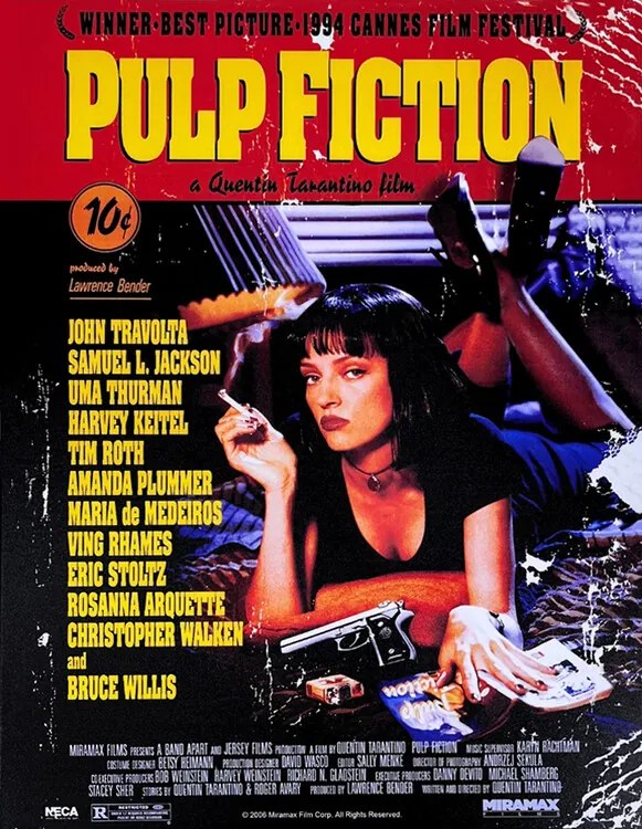 Fém tábla Pulp Fiction - Uma on Bed