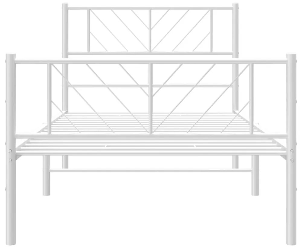 fehér fém ágykeret fej- és lábtámlával 75 x 190 cm