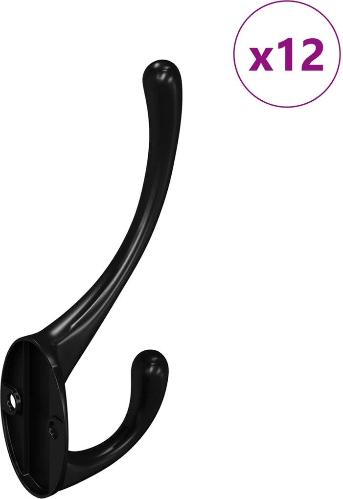vidaXL Ruhafogó 12 pcs Fekete 102 x 29 x 47 mm Cink Ötvözet