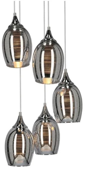 Csillár zsinóron MARINA 5xE27/60W/230V króm