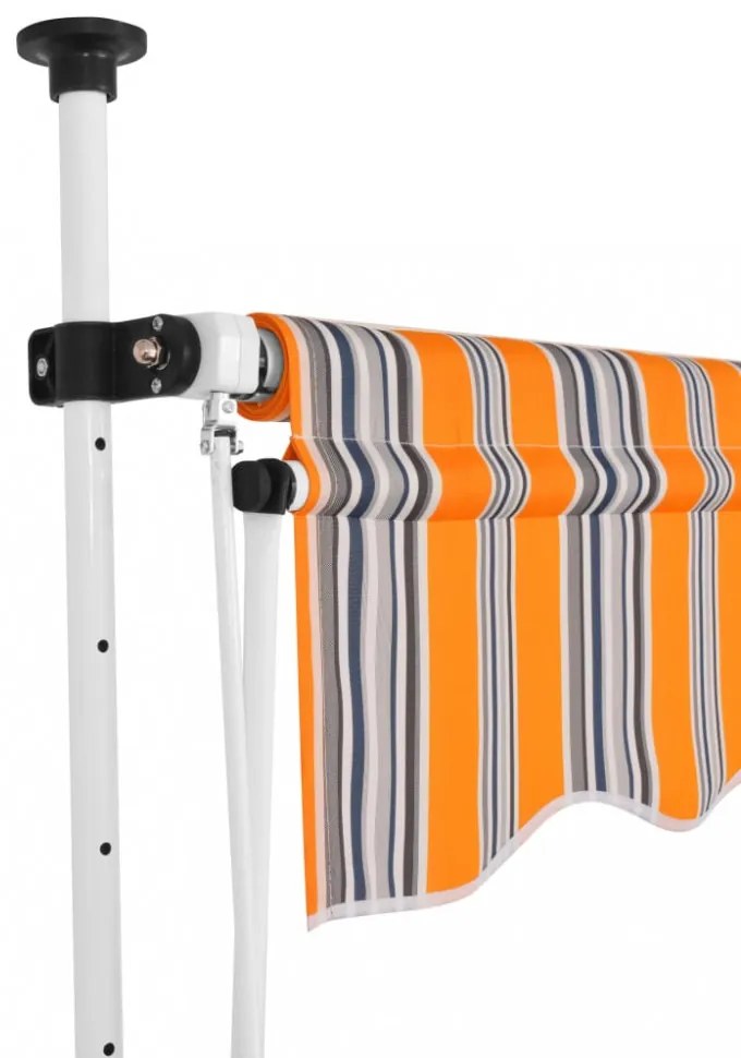 kézzel feltekerhető napellenző kék-sárga csíkokkal 250 cm