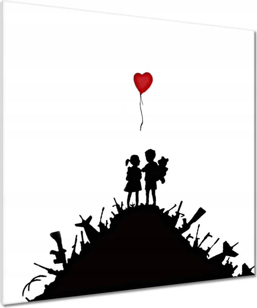 Vászonkép 80x80 Gyerekek egy halom fegyveren