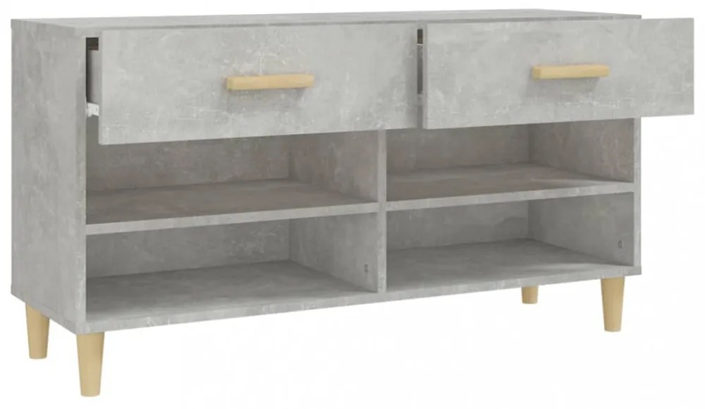 betonszürke szerelt fa cipőszekrény 102x35x55 cm