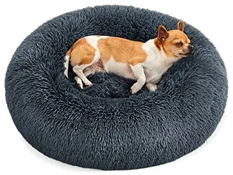 Kutyafekhely bolyhos puha kör alakú, 60 cm, sötétszürke