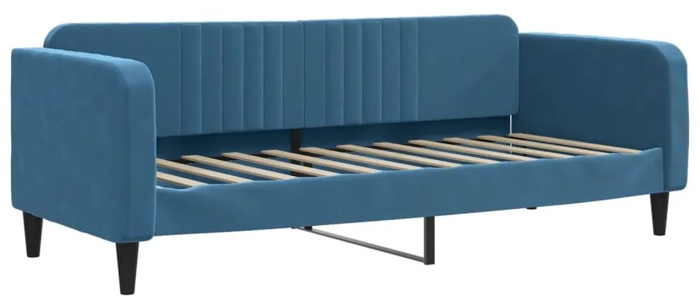 kék kihúzható bársony heverő 80 x 200 cm