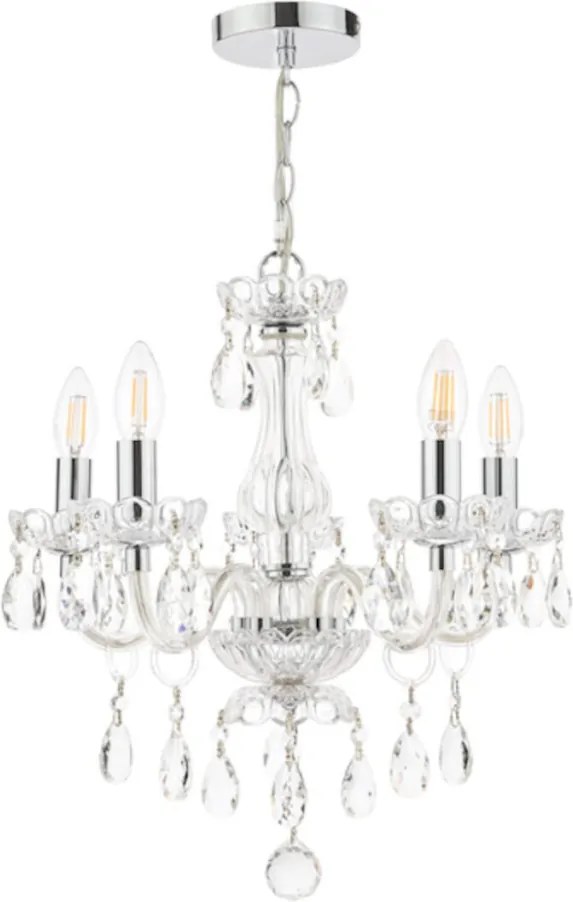 LAURA ASHLEY 3710919-Q HARRIET Kristály Csillár Csiszolt Króm, Átlátszó E14 IP20