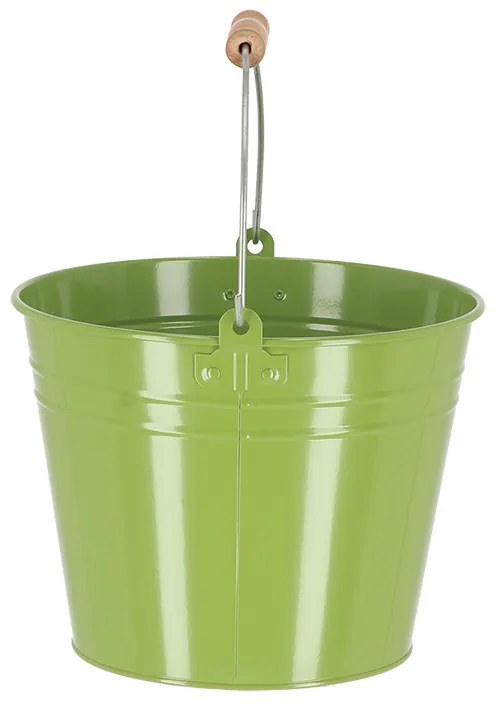 Cink kerti vödör, fa fogóval, 4,5 literes, zöld