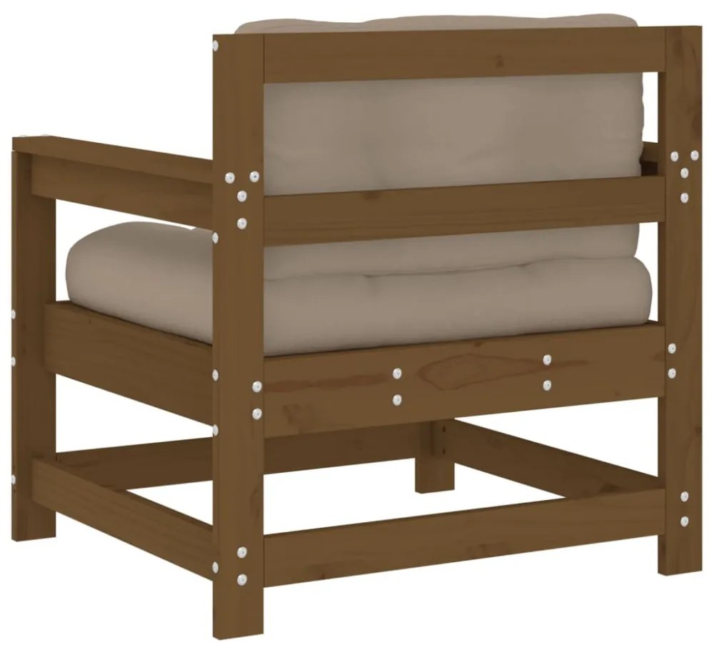 2 db mézbarna tömör fenyőfa kerti szék párnákkal