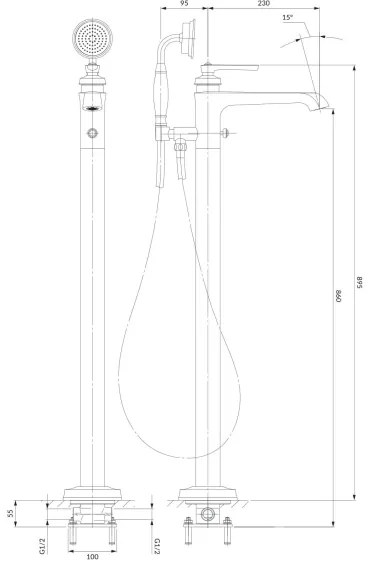 OMNIRES AM5233CR - Szabadon álló fürdőkád szett ARMANCE csillogó króm