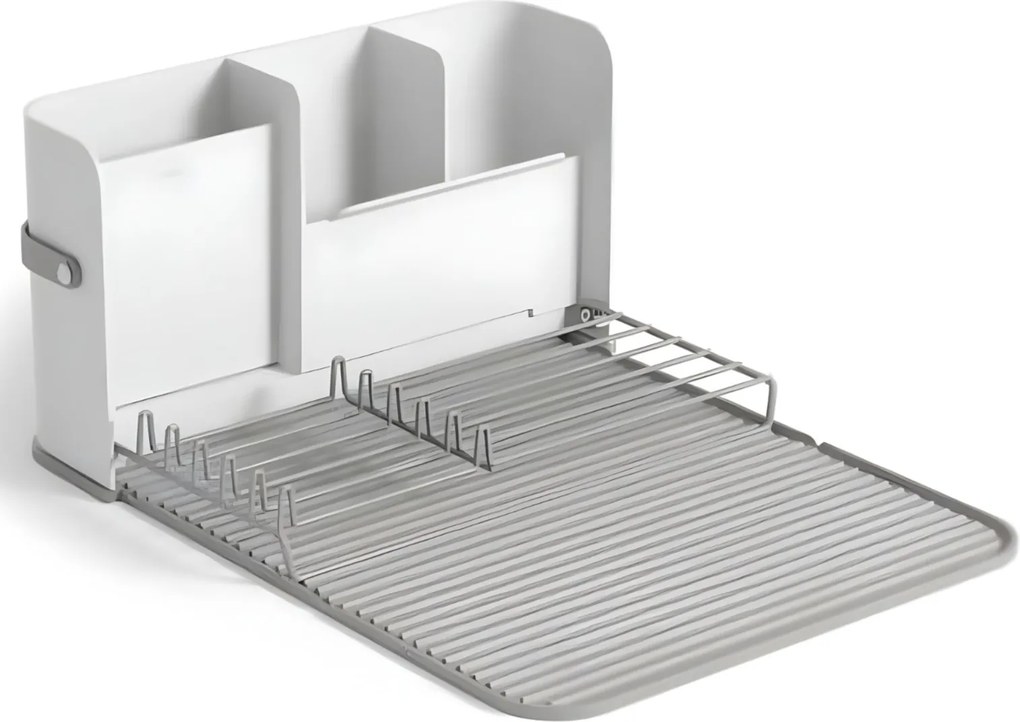 Edényszárító, fehér, összecsukható csepegtető szőnyeggel és Sling tartállyal