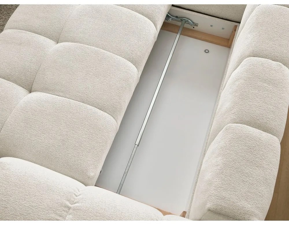 Fehér zsenília kinyitható-tárolóhelyes sarokkanapé (bal oldali-L alakú) Everest – Bobochic Paris