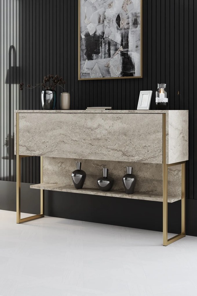 Komód Luxe - Travertine, Gold