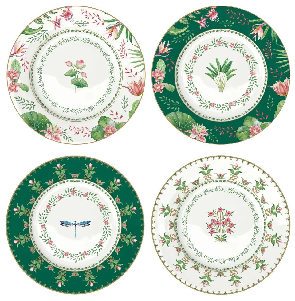 Porcelán desszerttányérszett 4db-os,19cm dobozban, Botanic Chic