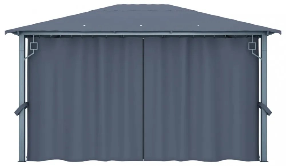antracitszürke alumíniumpavilon függönnyel 400 x 300 cm