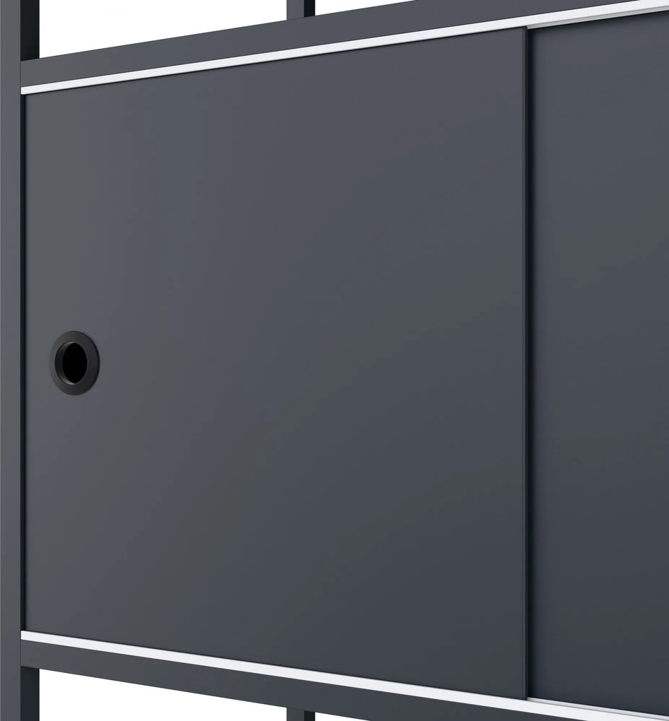 Iratrendező polc zárható szekrénnyel, irodai, nyitott polcok, fém antracit, 800x2200x400 mm: ARIEL