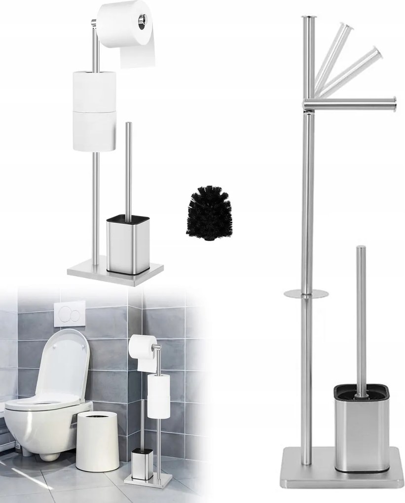 WC-papír és WC-kefe tartó állvány loft wc kefével