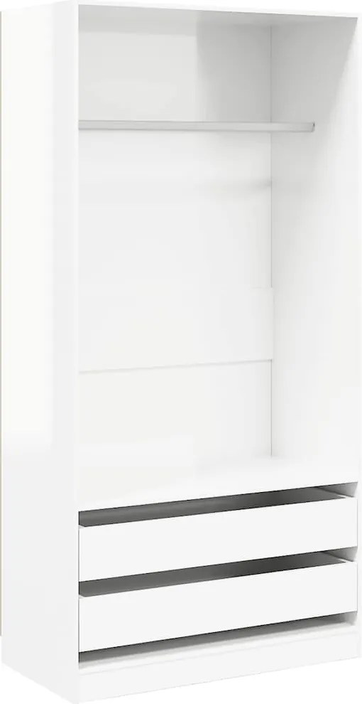 vidaXL magasfényű fehér szerelt fa ruhásszekrény 100 x 50 x 200 cm