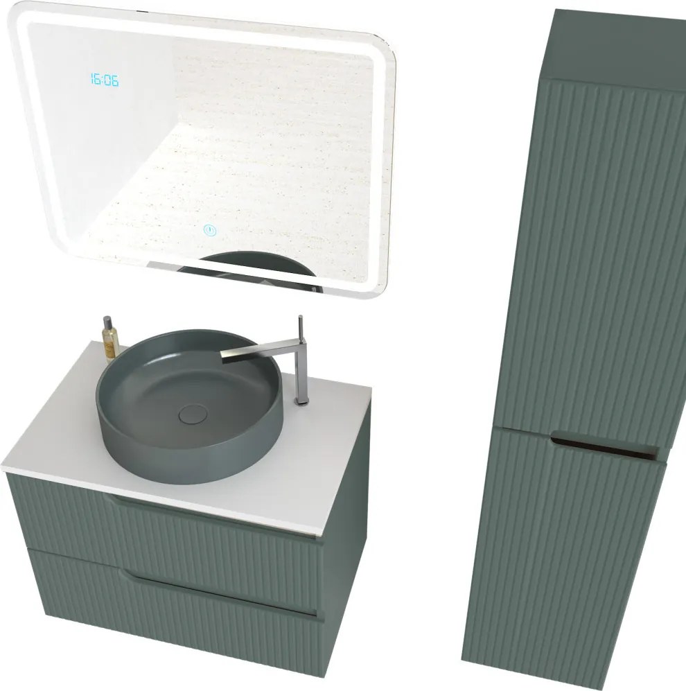 Piramida EURIDIKA fali fürdőszobabútor - mosdópult mosdó nélkül -2 fiókos - PINO ZÖLD - 65 x 48 x 53 cm