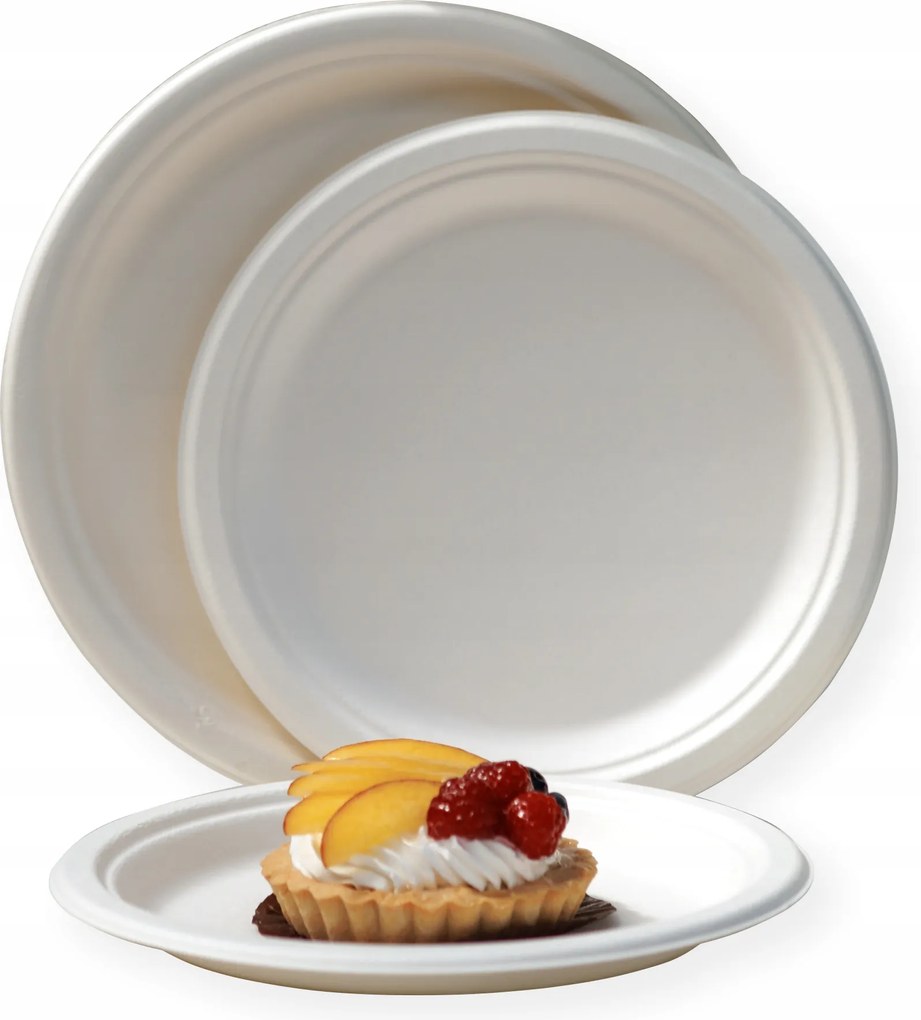 Ecopicnic fehér cukornád tányér Ø22,5cm, 50 db, Eco, Bio