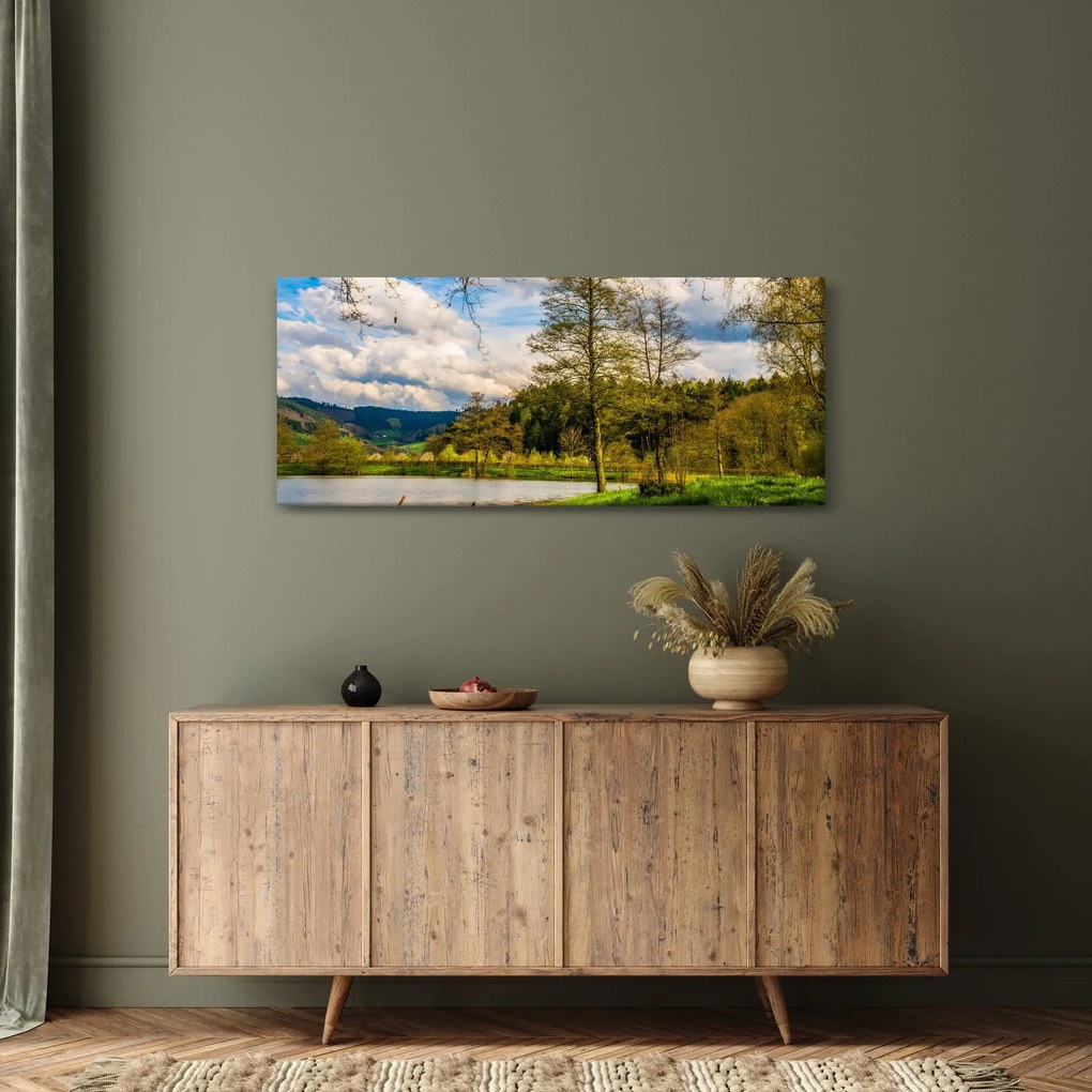 Egy csónak képe a tó mellett (120x50 cm)