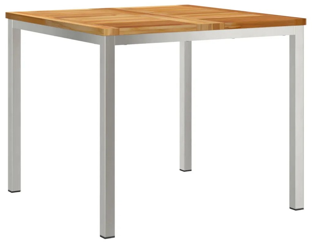 3 Részes Kerti Étkezőszett Tömör Fa Teak, Kültéri Étkezőasztal 90x90x74.5 cm Tömör Fa Teak