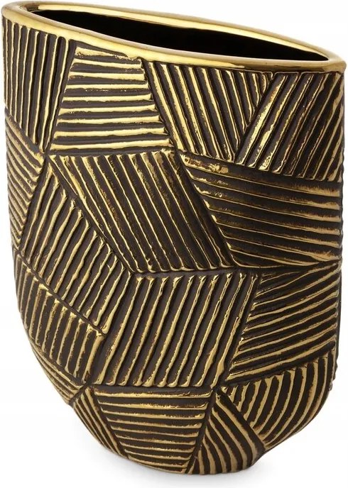 Emmi Dekorációs váza 21X9X28fekete, dombornyomott arany mintával