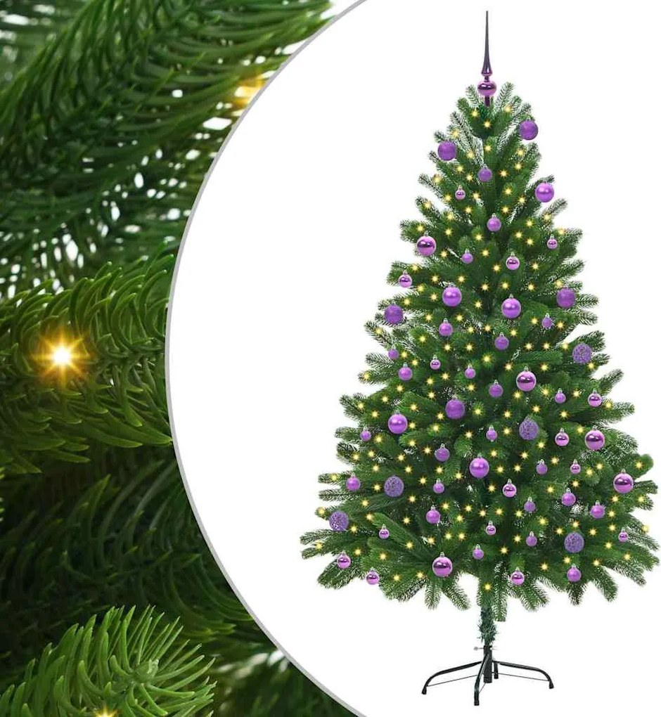 vidaXL Karácsonyfa 300 LED-del állvánnyal Zöld 180 cm PE
