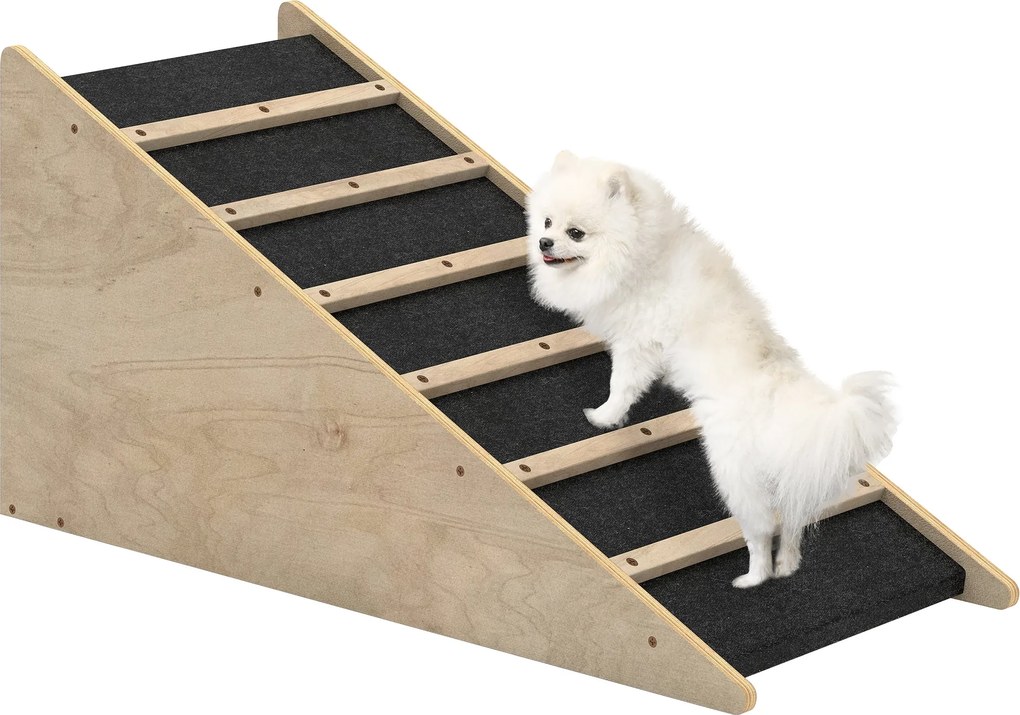 PawHut Kutyalépcső, Kutyakocsi Lépcső, Csúszásmentes Kutyabejáró Közepes Kutyák Számára 20 kg-ig, 90 x 40 x 45 cm | Aosom