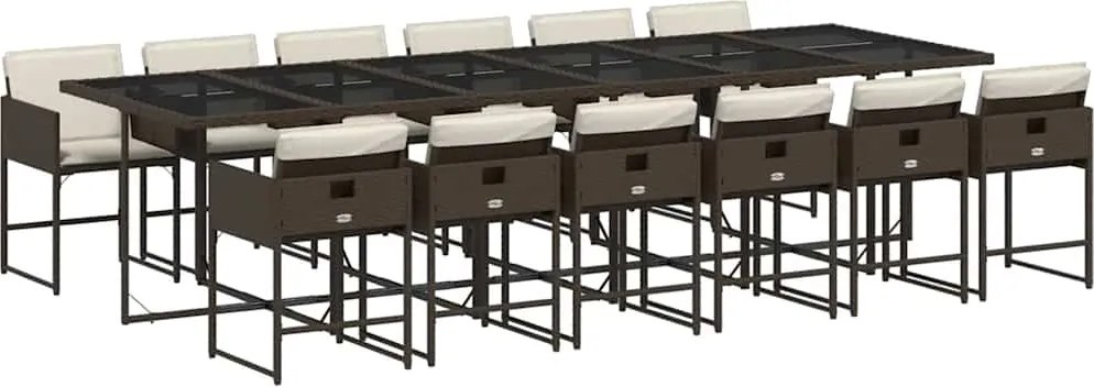 vidaXL 13 részes barna polyrattan kerti ülőgarnitúra párnákkal