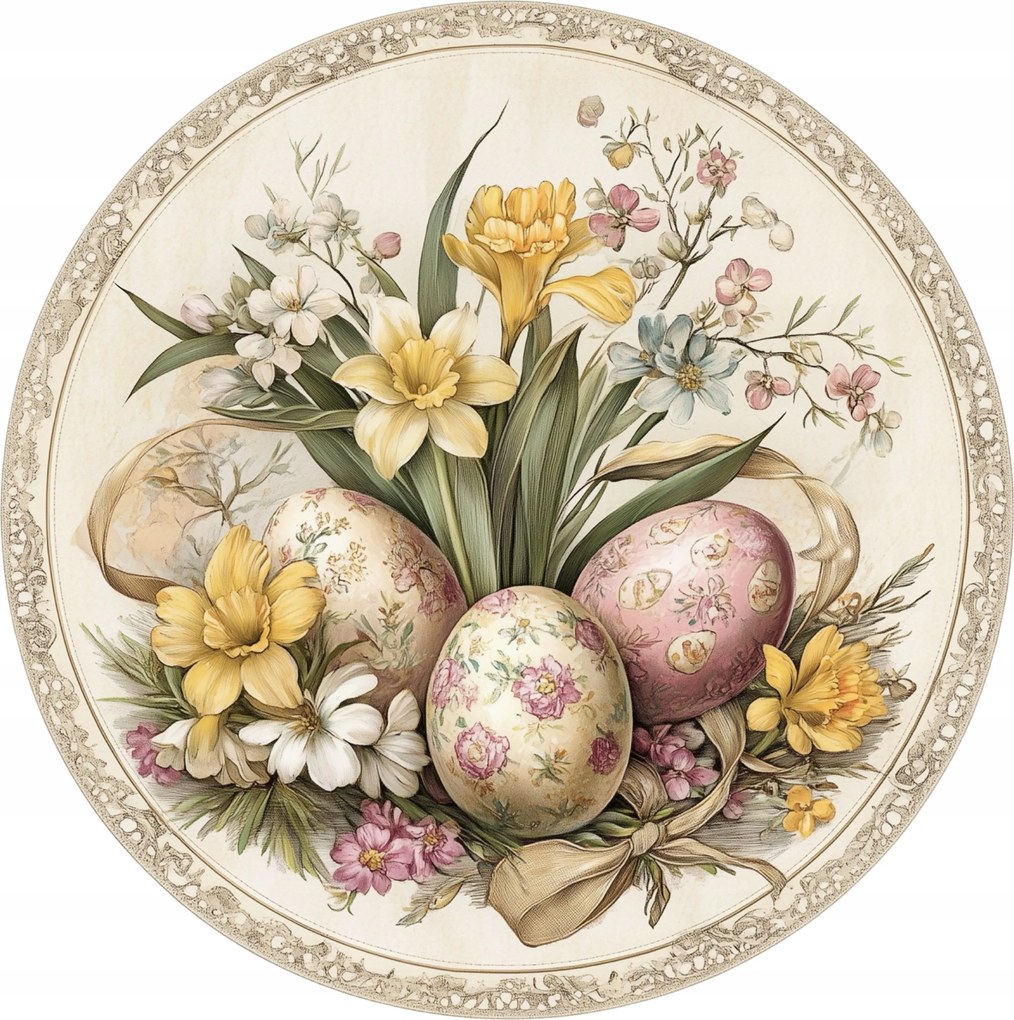 Kerámia poháralátétek x4 Húsvéti dekoráció Húsvéti tojások Nárciszok