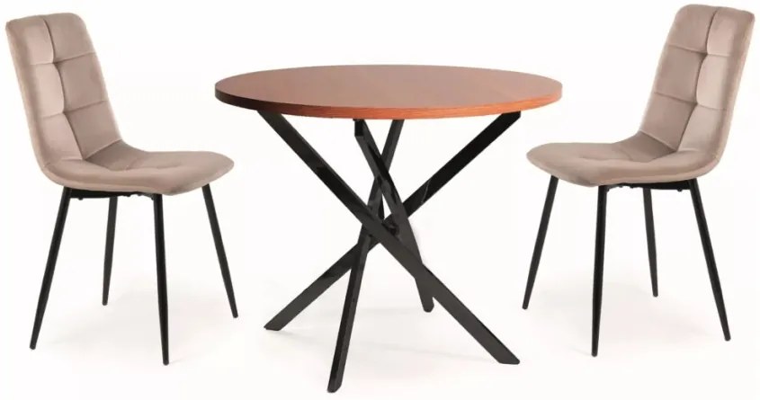AGIS kerek étkezőasztal dió/fekete 90 cm