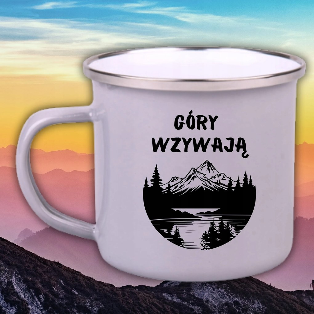 Zománcozott Acél Bögre Vicces Ajándék Hegyek Hívogatnak
