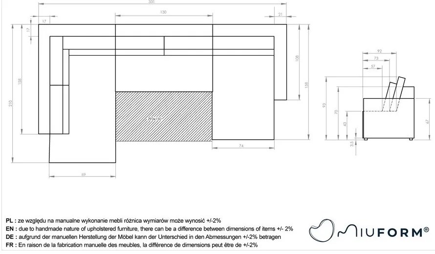 Krémszínű kinyitható sarokkanapé ("U" alakú) Homely Tommy – Miuform