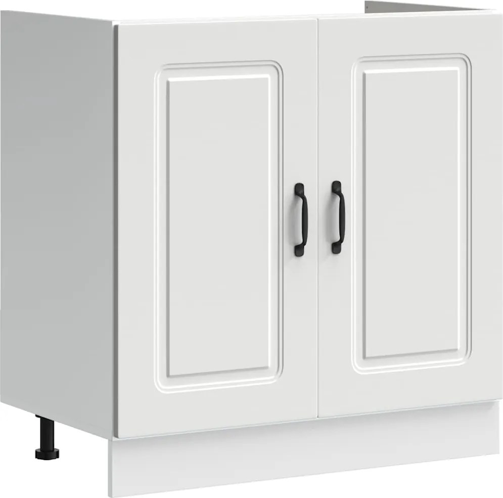 vidaXL Mosogató aljzat szekrény Kalmar fehér 80x46x81,5 cm műanyag fa