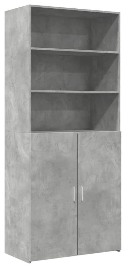 betonszürke szerelt fa magasszekrény 80 x 42,5 x 185 cm