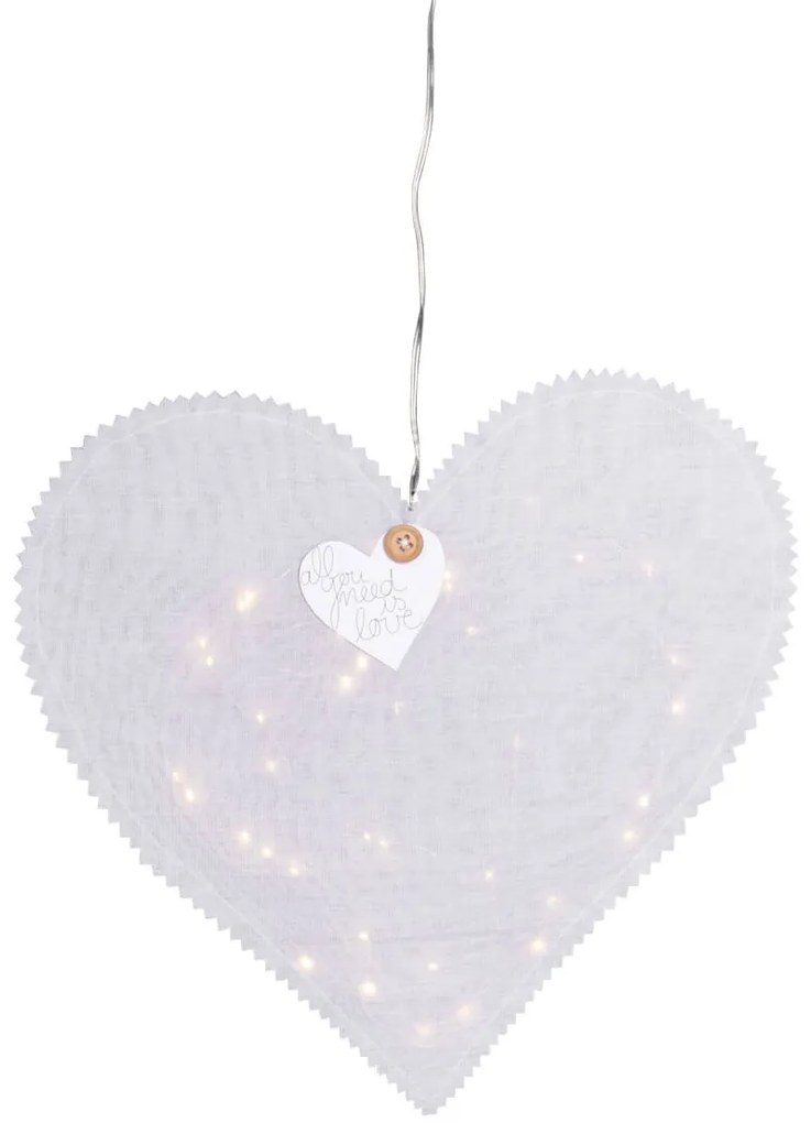Fehér függesztett szív HEARTLIGHT LED fénylánccal